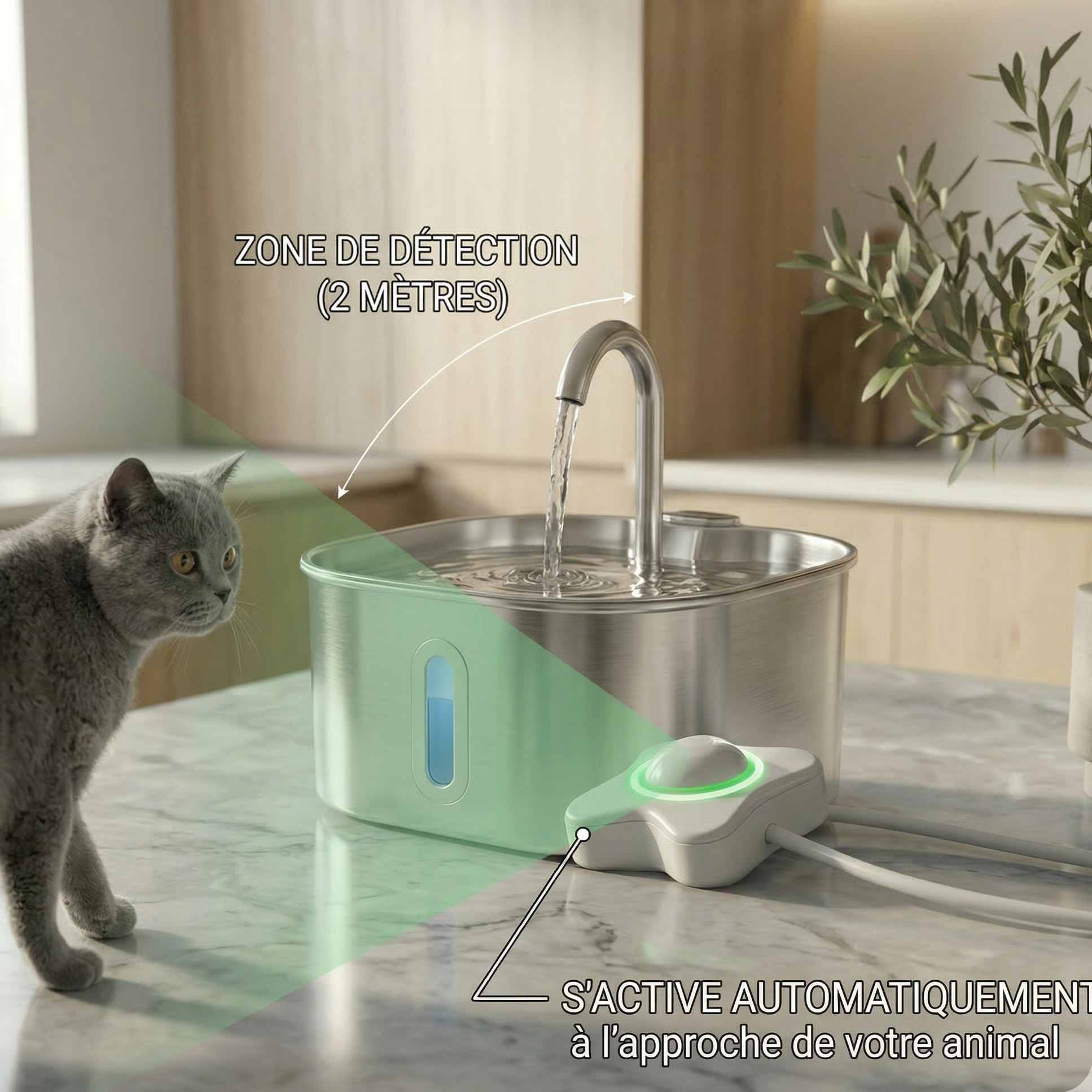 Station d'Hydratation Intelligente Animania™ — Pack Complet Inox & Sensor